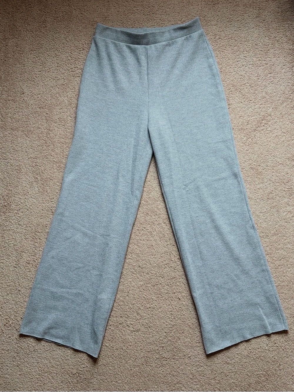 ZARA Women’s Light Gray Flare Ribbed Lounge Pants, Size M